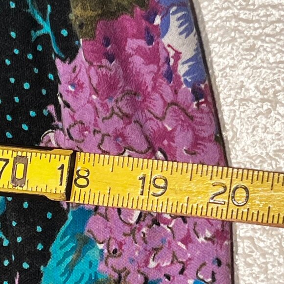 Fritzi Medium Black With Purple & Teal Rose Vintage Floral Midi Skirt U.S.A. Off - Picture 10 of 13